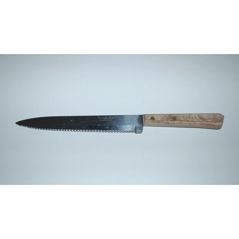Washington Forge USA Bread Knife Serrated Stainless Steel Wood Handle Vintage